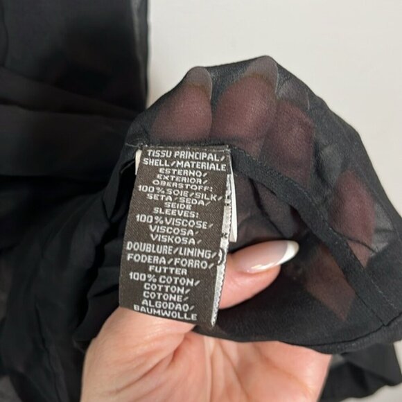 Antik Batik silk Black Dress with Colorful Sleeve Accents large - Picture 5 of 7